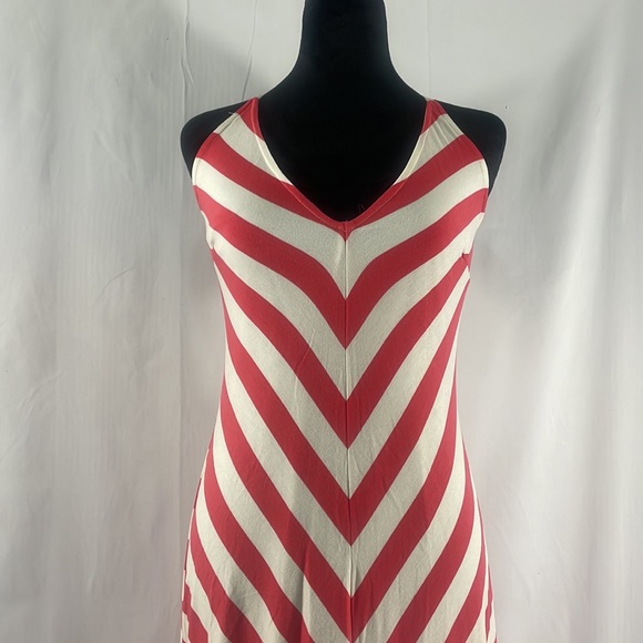 Chevron striped maxi Dress, white, Pink, Small - Picture 2 of 9